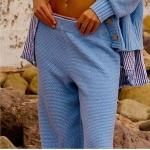 FREE PEOPLE Beach Hailee Waffle Knit Sweater Pants in periwinkle blue Size S